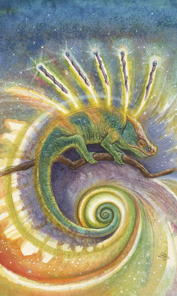 5 of Wands - Chameleon